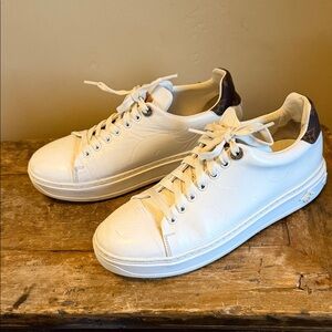 Louis Vuitton Time Out Monogram White Leather Sneakers Size 40